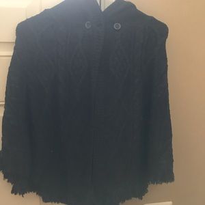 Black/Gray knit Puncho w/ Hood